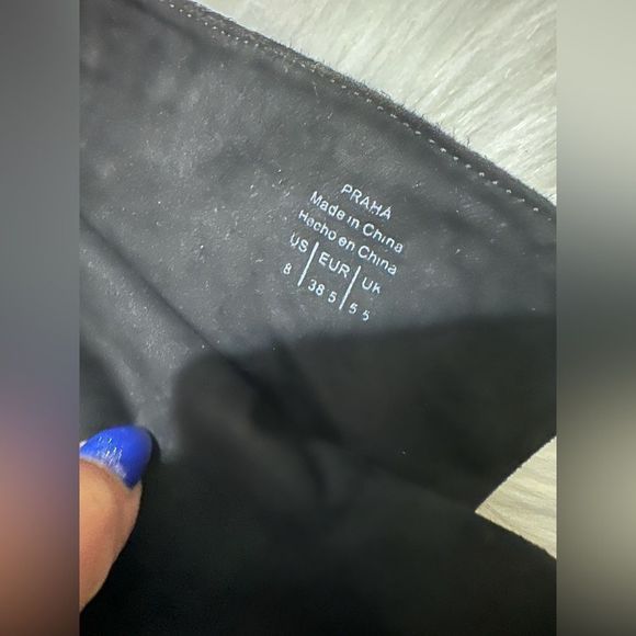 Mix No 6 PRAHA Size Us 8.5 Black Suede High Knee Back Zipper Block Heels Boots - Picture 6 of 7